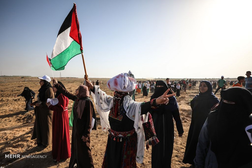 تصويري رپورٹ: فلسطینی خواتین کی وطن واپسی ریلیوں میں بھر پور شرکت