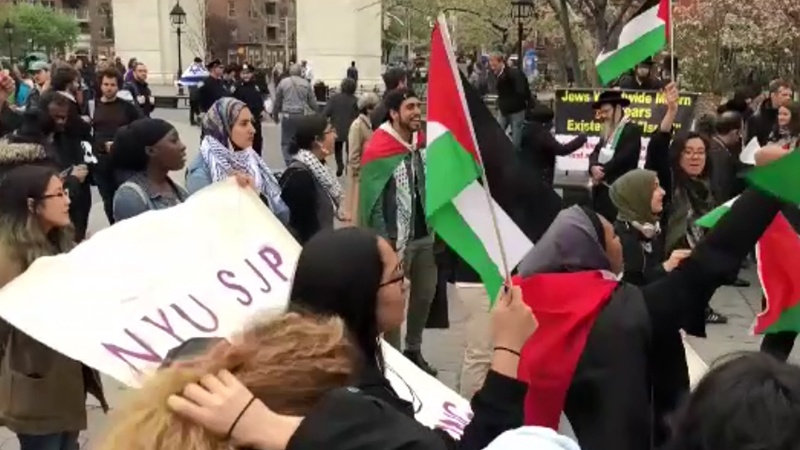 امریکہ میں فلسطین کی حمایت میں احتجاجی مظاہرہ
