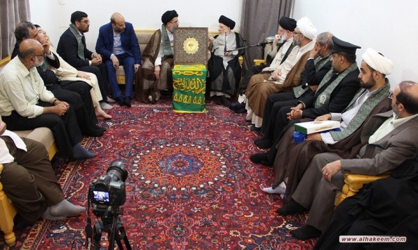 المرجع الحكيم يدعو إلى نشر ثقافة أهل البيت (ع) والالتزام بالمفاهيم الإسلامية الصحيحة 