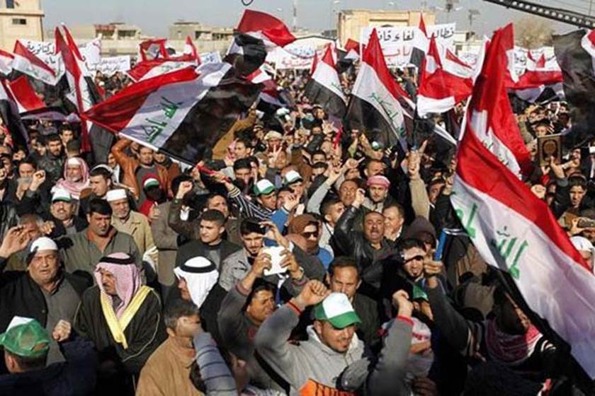 تظاهرات ضد موقف العبادي من الحظر ضد ايران + (فيديو)
