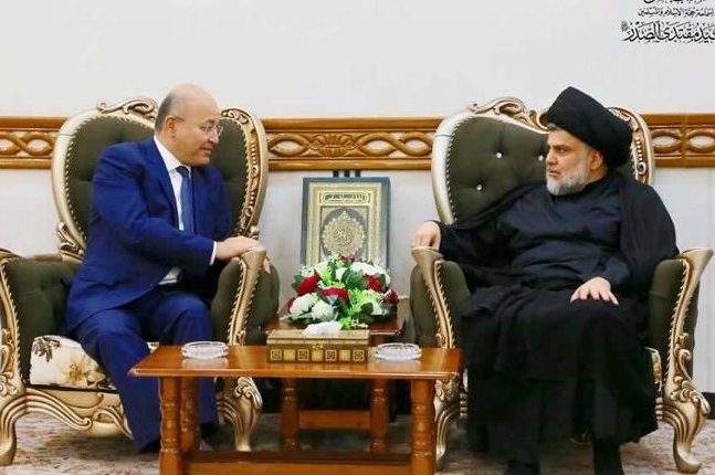 برهم صالح يبحث مع السيد مقتدى الصدر انتخاب رئيس الجمهورية