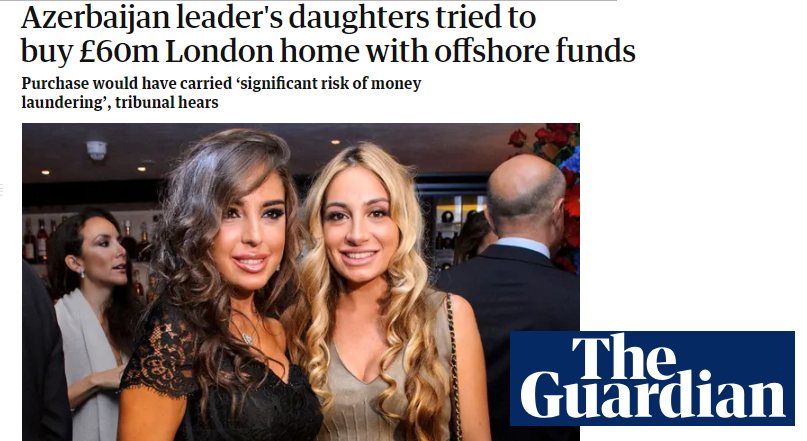 “The Guardian”: Азәрбајҹан президентинин гызларынын Лондонда 60 милјон фунт-стерлингә әмлак алмаг ҹәһди