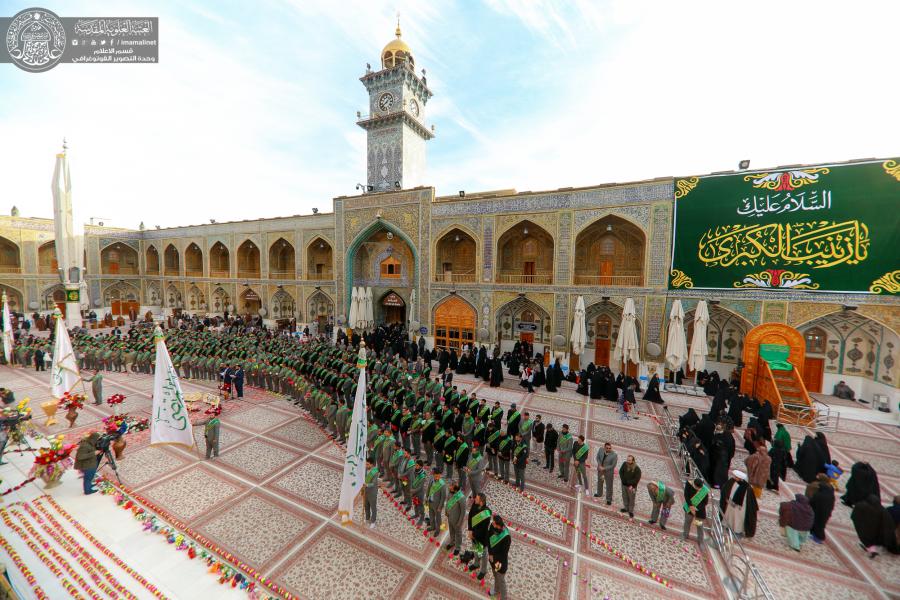 منتسبو العتبة العلوية المقدسة يحيون بالأناشيد مناسبة ولادة السيدة زينب (ع) +(صور)