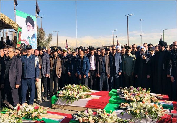 تشييع جثامين شهداء حادث تحطم "طائرة الشحن الايرانية"