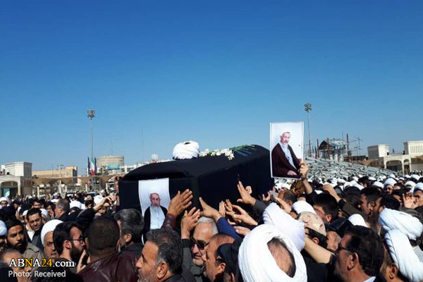 جثمان "آية الله مؤمن" يوارى الثرى في قم المقدسة + (صور)