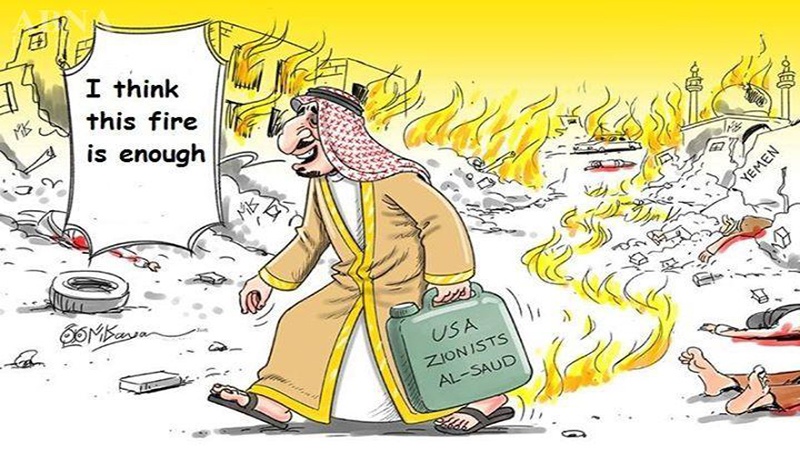 کارٹون : سعودی آگ میں جھلستا یمن 