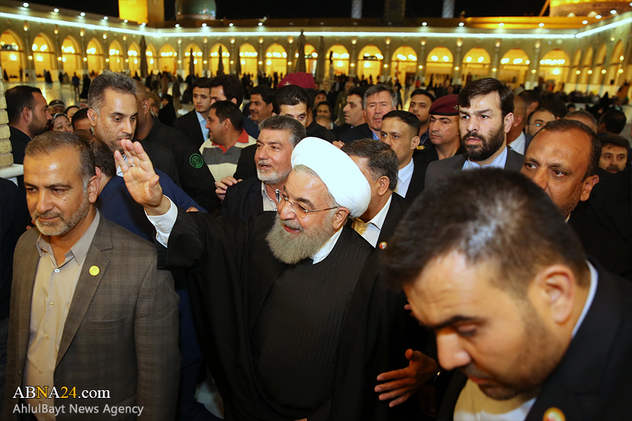 تقرير مصور/ الرئيس روحاني يزور مسجد الكوفة ومرقد "مسلم بن عقيل" (ع)