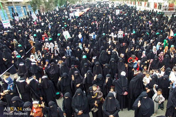 تقرير مصور/ آلاف النساء يتظاهرن تنديداً بجريمة السعودية في حجة اليمنية