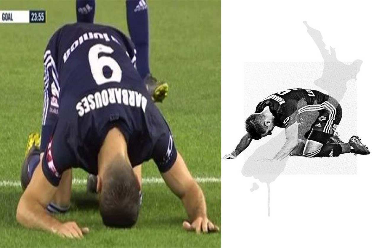 لاعب نيوزيلندي يكرم ضحايا بلده بالسجود + (فيديو)