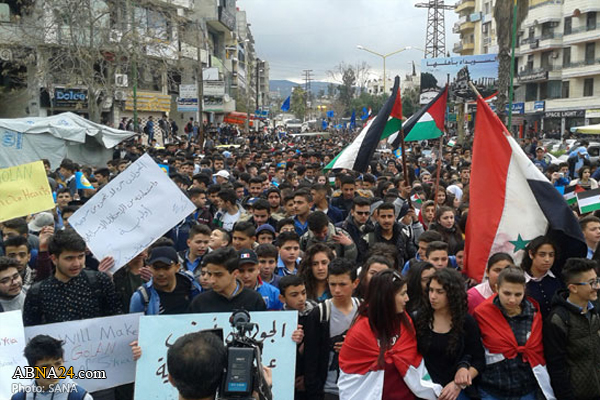Syrians stage protest against Trump’s decision on occupied Golan (+Photos)