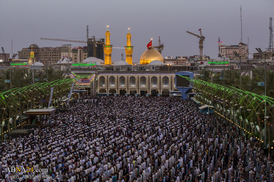 تقریر مصور/ إقامة صلاة عيد الفطر في حرم الامام الحسين (ع) وأخيه العباس (ع)عيد فطر