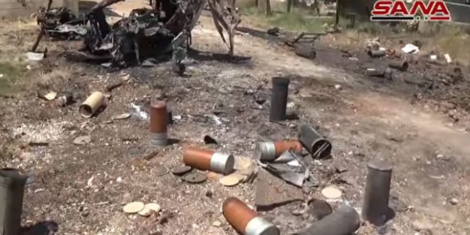 Destruction de véhicules et de QG des terroristes du “Front Nosra” et des “Brigades d’al-Izza” dans les banlieues d’Idleb et de 