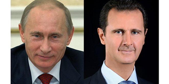 Les présidents al-Assad et Poutine échangent les télégrammes de félicitations à l’occasion du 75e anniversaire de l’établissemen