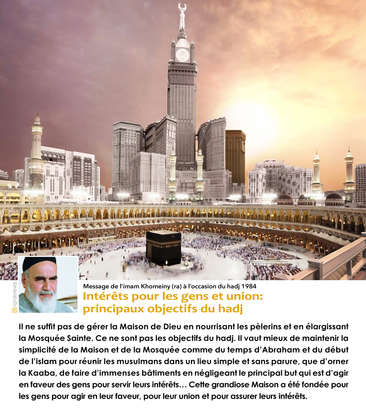  Intérêts pour les gens et union: principaux objectifs du hadj