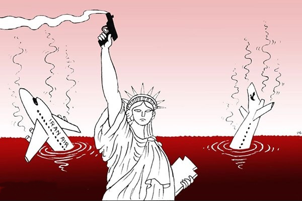 کاریکاتیر / الذكرى السنوية لجريمة اسقاط طائرة الركاب الايرانية من قبل بارجة اميركية 