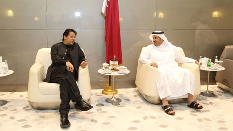 پاکستانی وزیراعظم عمران خان کی قطری ہم منصب عبدالله بن نصر بن خلیفہ الثانی سے ملاقات