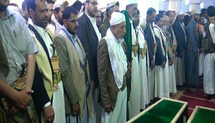 تشييع مهيب للشهيد إبراهيم بدر الدين الحوثي ومرافقه محمد العياني بصعدة 