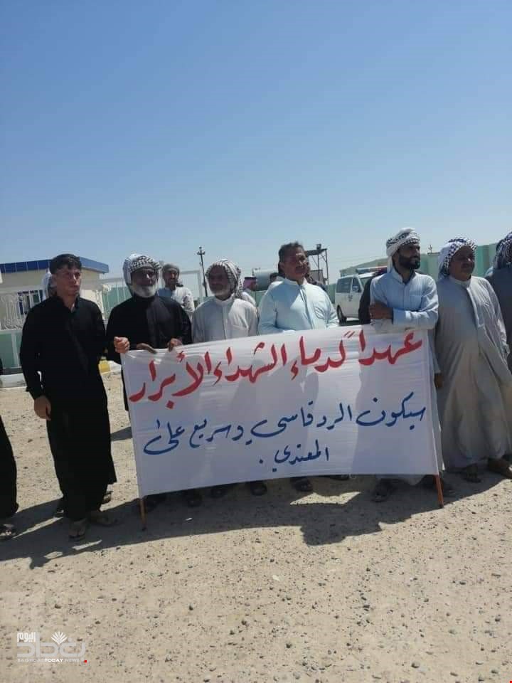 التظاهرات في الرمادي احتجاجًا على استهداف الحشد الشعبي+(صور)