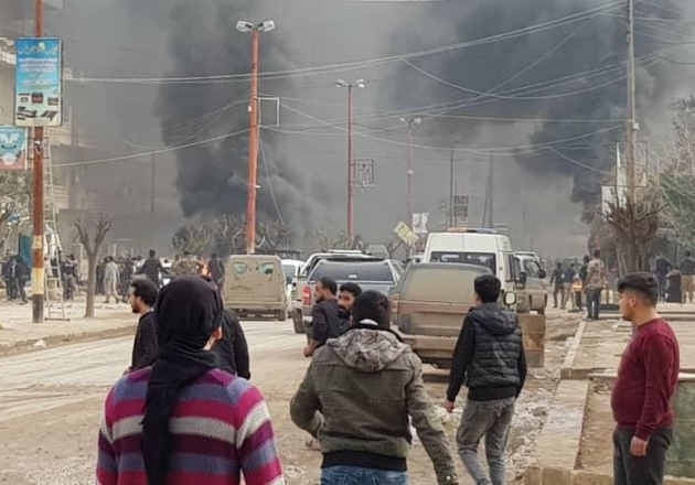 انفجار سيارة مفخخة في مدينة عفرين بريف حلب + (فيديو)