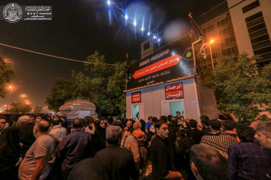 موقع عمار بن ياسر يقدم أكثر من 20 ألف وجبة طعام يومياً لزائري الأربعين