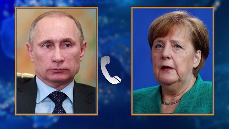 Путин и Меркель обсудили по телефону Сирию и Украину