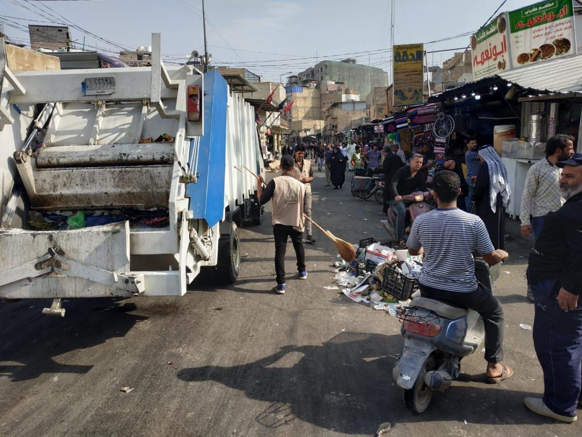 قسمُ الشؤون الخدميّة يشرعُ بحملة تنظيفٍ واسعة بعد الزيارة الأربعينية+(صور)
