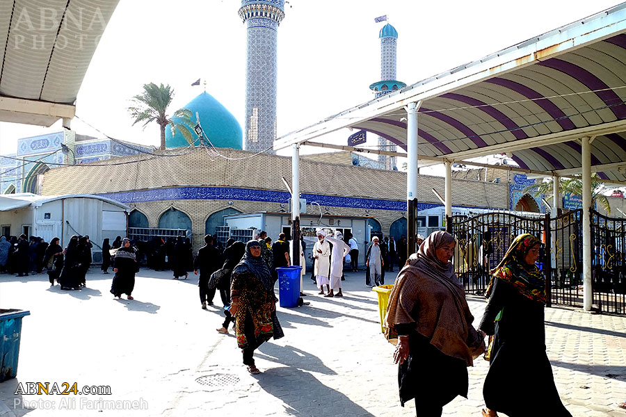 تقرير مصور/ زوار أربعينية الامام الحسين (ع) في مرقد "ميثم التمار" 