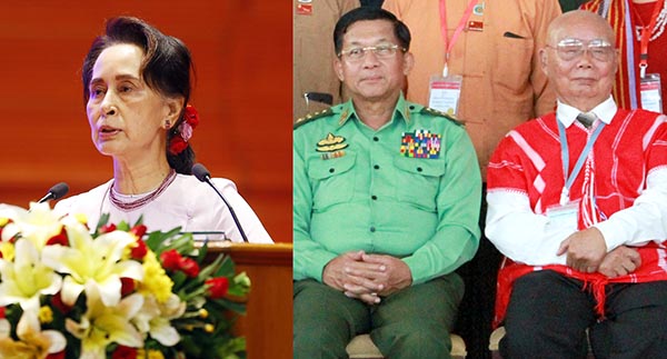 NCA ေလးႏွစ္ျပည့္ ႏွစ္ပတ္လည္အခမ္းအနားတြင္ ႏိုင္ငံေတာ္၏အတိုင္ပင္ခံပုဂၢိဳလ္ တပ္မေတာ္ကာကြယ္ေရးဦးစီးခ်ဳပ္ႏွင့္ KNU ဥကၠ႒တို႔၏ မိန႔္ခြန