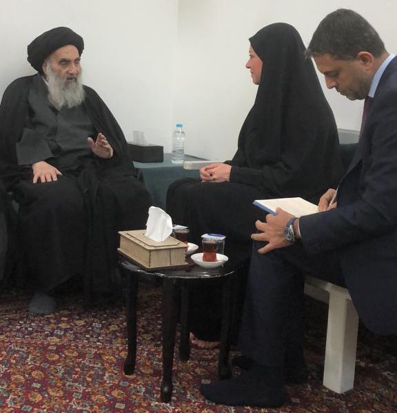 رئيسة بعثة الأمم المتحدة في العراق تزور المرجع السيستاني وتبحث نقاط مهمة تخص الوضع