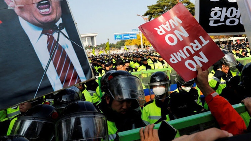 韓国で反米デモが実施