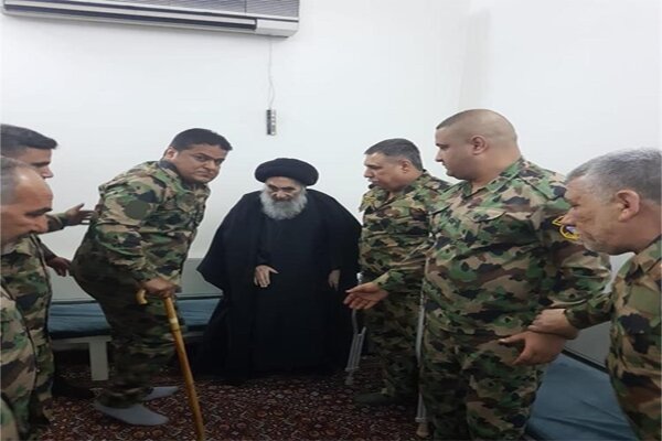 عراق کی رضاکار فورس کے جوان آیت اللہ سیستانی سے ملے ۔ ویڈیو