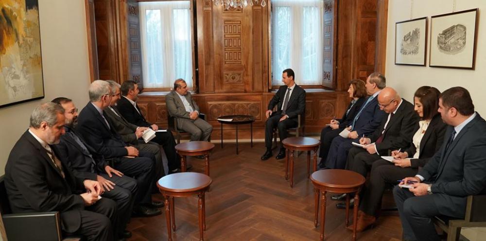 الأسد يبحث مع وفد إيراني التقدم في "الجزيرة" ويؤكد: معركة إدلب مستمرة