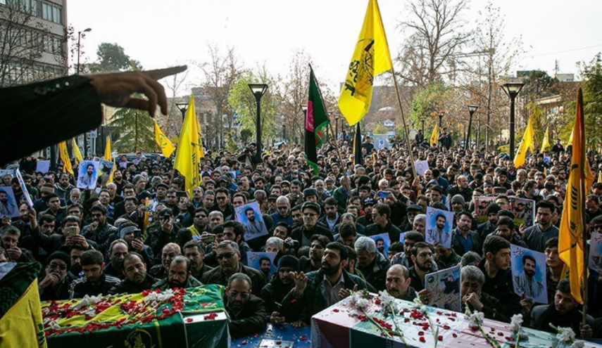 تشییع جثمان قائد لواء فاطميون في طهران + (صور)