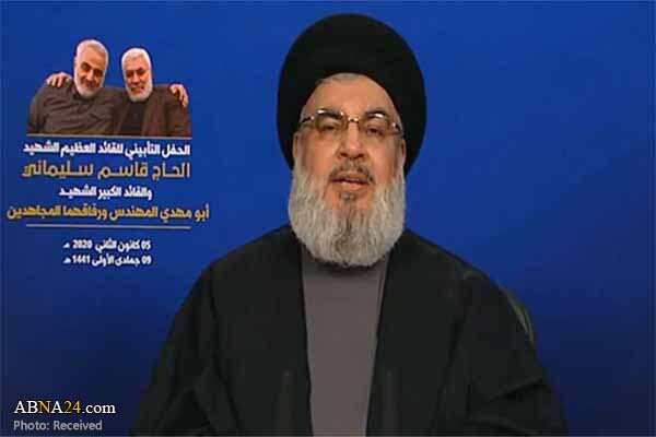  ڈونلڈ ٹرمپ کا سر، جنرل قاسم سلیمانی کی جوتیوں کے برابر بھی نہیں، سید حسن نصراللہ