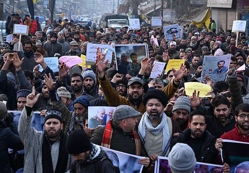  مقبوضہ کشمیر؛ کارگل میں امریکا کے خلاف زبردست مظاہرہ