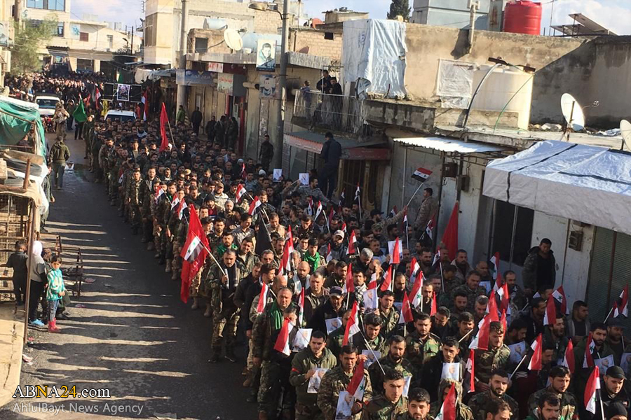 تقرير مصور/ تجمع عظيم لتأبين الشهيد سليمان وابو مهدي المهندس في نبل والزهراء