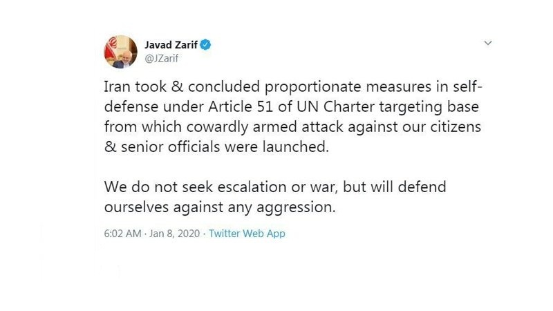 Zarif: Gerginliği arttırmak ve savaş peşinde değiliz