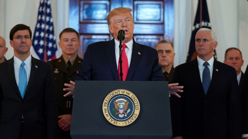 米大統領が、イランの報復攻撃に受け身の対応