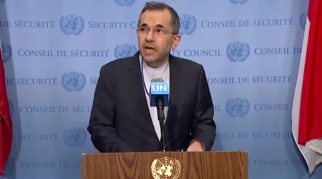 مندوب ايران في الامم المتحدة: قصف قاعدة عين الاسد يتوافق مع مبدأ الدفاع عن النفس