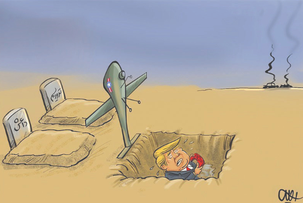 کاریکاتیر / ترامب حفر قبره بيده باغتياله الفريق سليماني