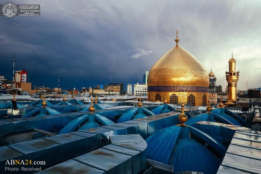 تقرير مصور / أجواء ما بعد نزول الغيث في رحاب مرقد أمير المؤمنين (ع)