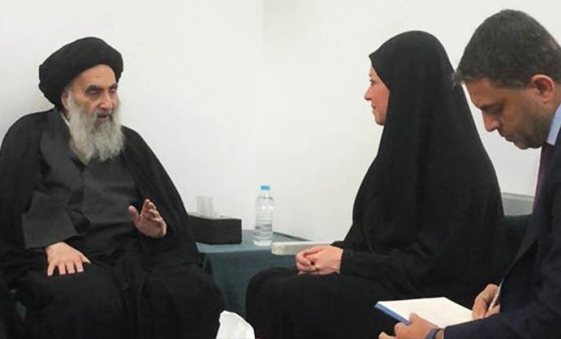 الأمم المتحدة تبعث رسالة للسيد علي السيستاني مع باقة ورد