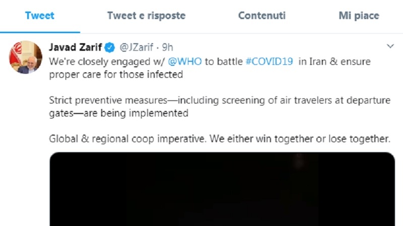 Coronavirus: Iran, "o vinceremo insieme o perderemo insieme"