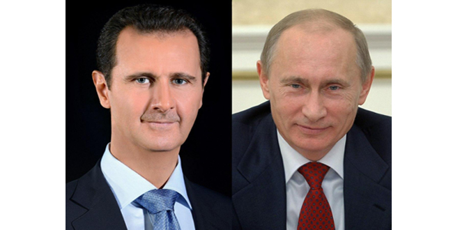 Un appel téléphonique entre le président al-Assad et le président Poutine sur les développements en Syrie