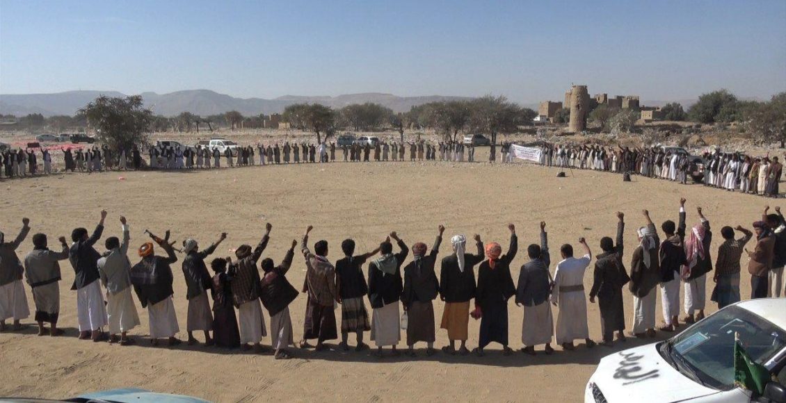 وقفة قبلية لأبناء المهاذر بصعدة اعلانا للنفير العام ومباركة لانتصارات الجيش واللجان
