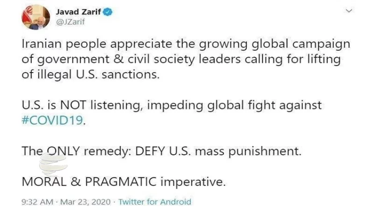 Zarif: Amerika Covid-19’la mücadeleyi engelliyor