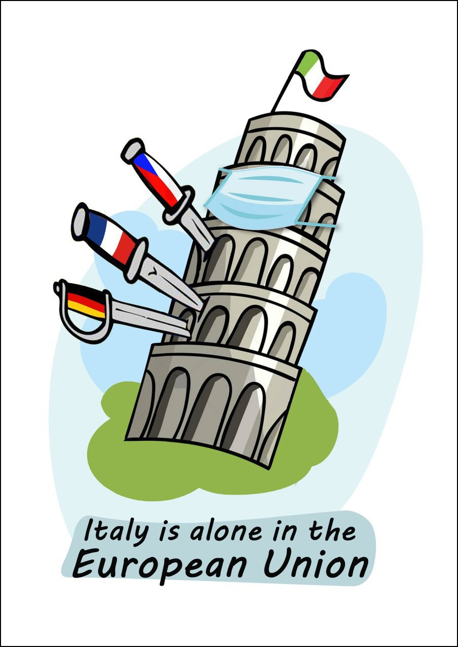 Karikatura / Iniwan tuloy ng Taga-Europang Unyon ang Italya na nangangailangan at tumangging magbigay ng medikal tulong Karikatura / Iniwan tuloy ng Taga-Europang Unyon ang Italya na nangangailangan at tumangging magbigay ng medikal tulong