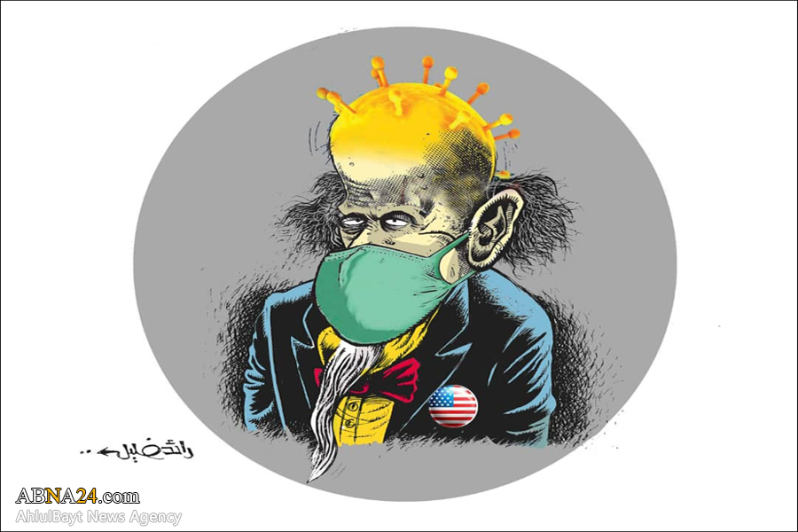 Caricature: Uncle Sam; Corona's real face
