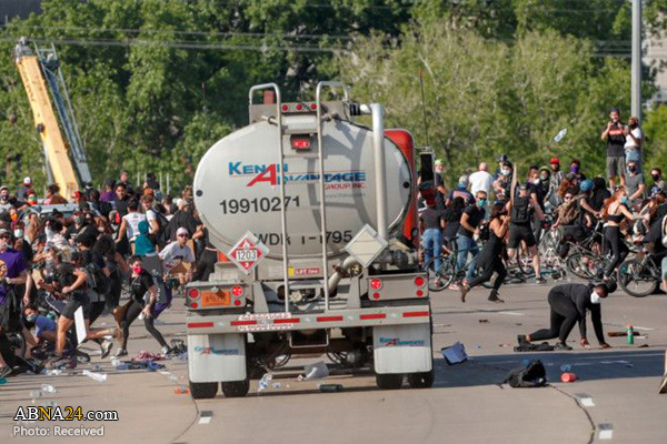 Photos: Tanker truck speeds into Minneapolis George Floyd protesters