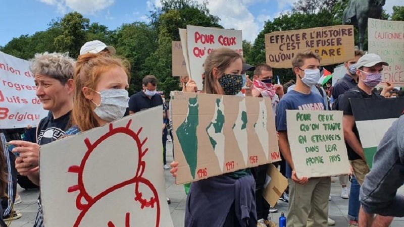 Акция протеста бельгийцев против плана сионистского режима по аннексии Западного берега реки Иордан